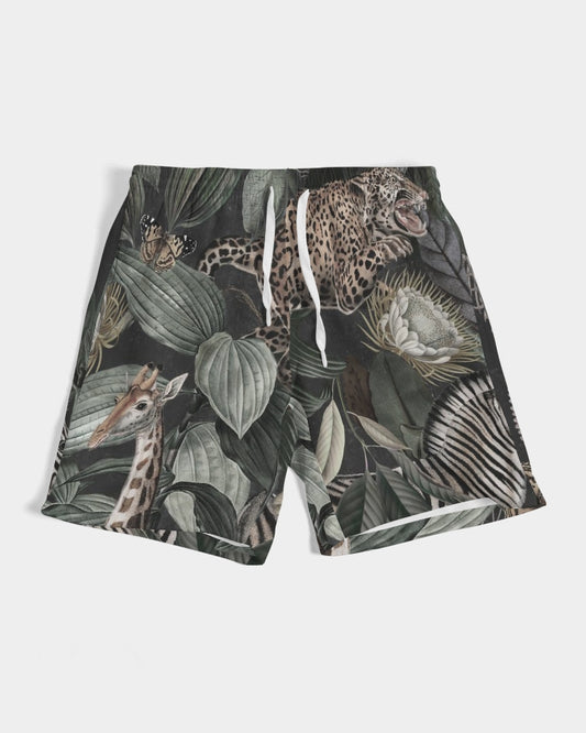 Men's Vintage Safari Swim Trunks — bold all-over print by AmbiVirile, front view