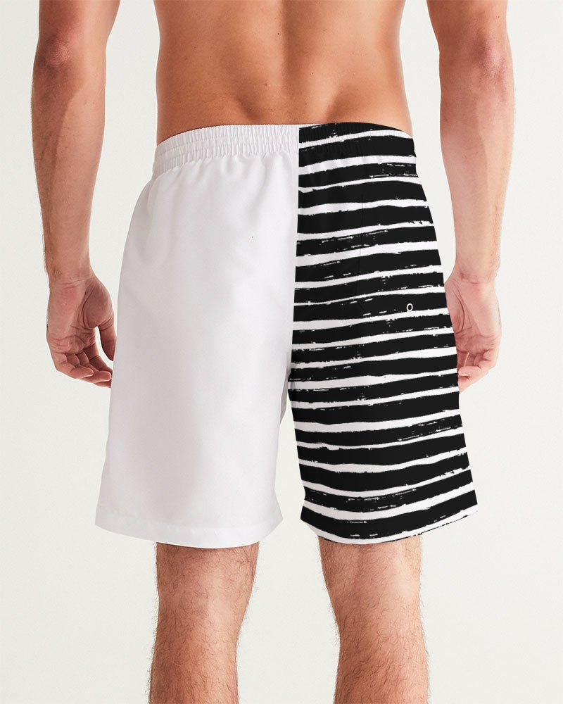 Men's Wipe Out Swim Trunks — bold all-over print by AmbiVirile, detail view