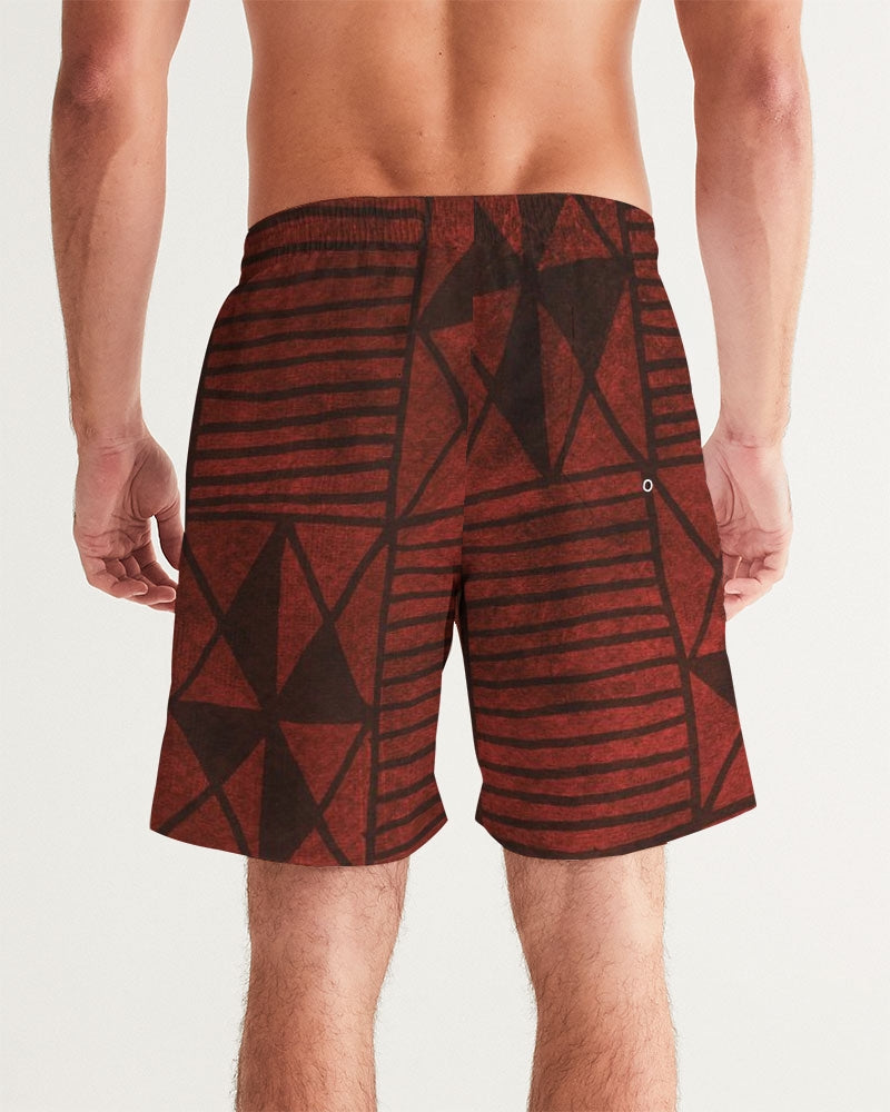 Men's Tribal Diamond Swim Trunks — bold all-over print by AmbiVirile, detail view