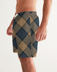 Dark Teal Plaid Men's Swim Trunk