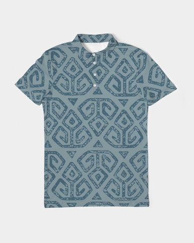 Teal Tribal Cloth Men's Slim Fit Short Sleeve Polo