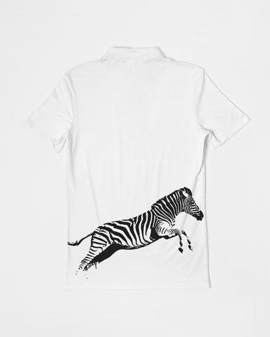 Zebra Black Men's Slim Fit Short Sleeve Polo