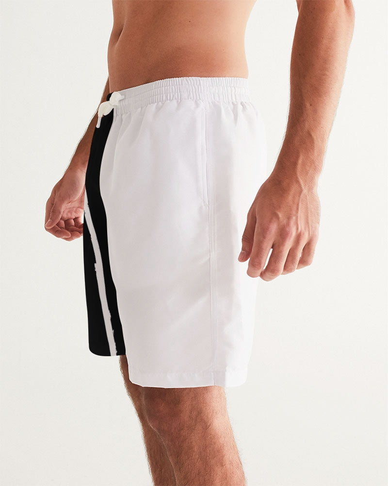 Men's Big PINS Swim Trunks — bold all-over print by AmbiVirile, side view