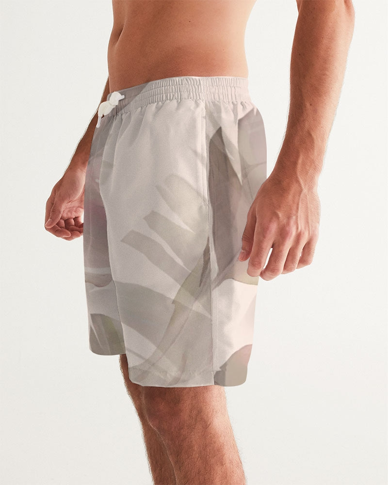 Men's Blushing Leaves Swim Trunks — bold all-over print by AmbiVirile, side view