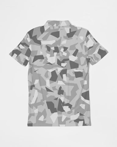 AV White Camo Men's Slim Fit Short Sleeve Polo