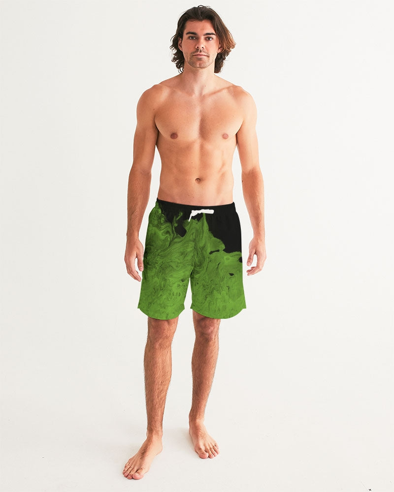 Men's Slime Swim Trunks — bold all-over print by AmbiVirile, back view