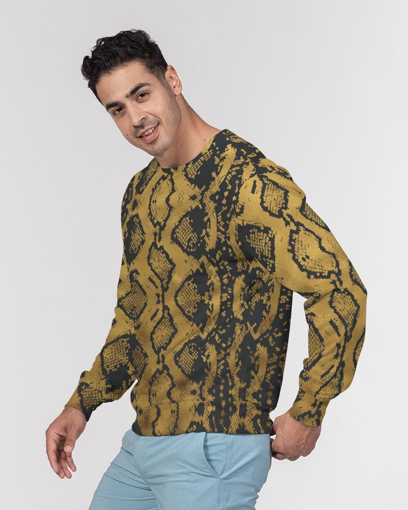 Gold Snakeskin Men's Classic French Terry Crewneck Pullover