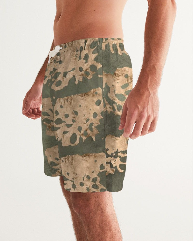 Men's Crocodile Sense Swim Trunks — bold all-over print by AmbiVirile, side view