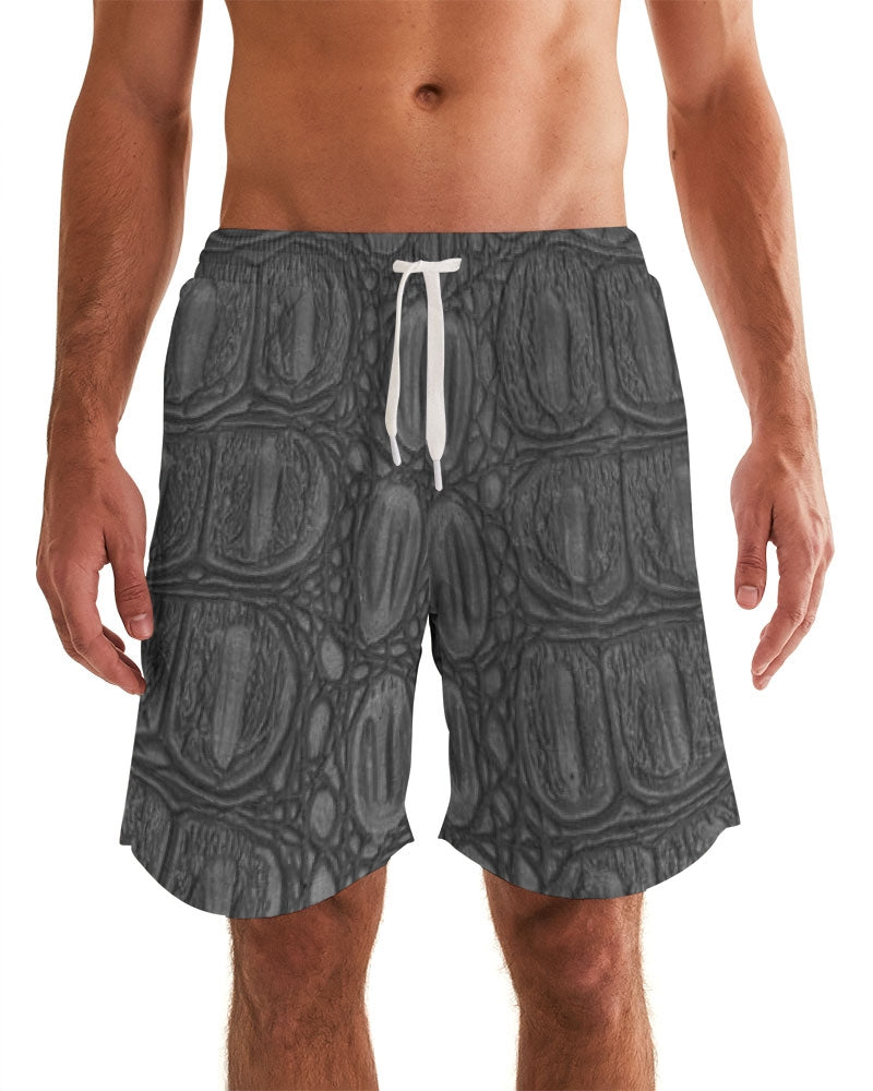 Men's Black Crocodile Love Swim Trunks — bold all-over print by AmbiVirile, view 6