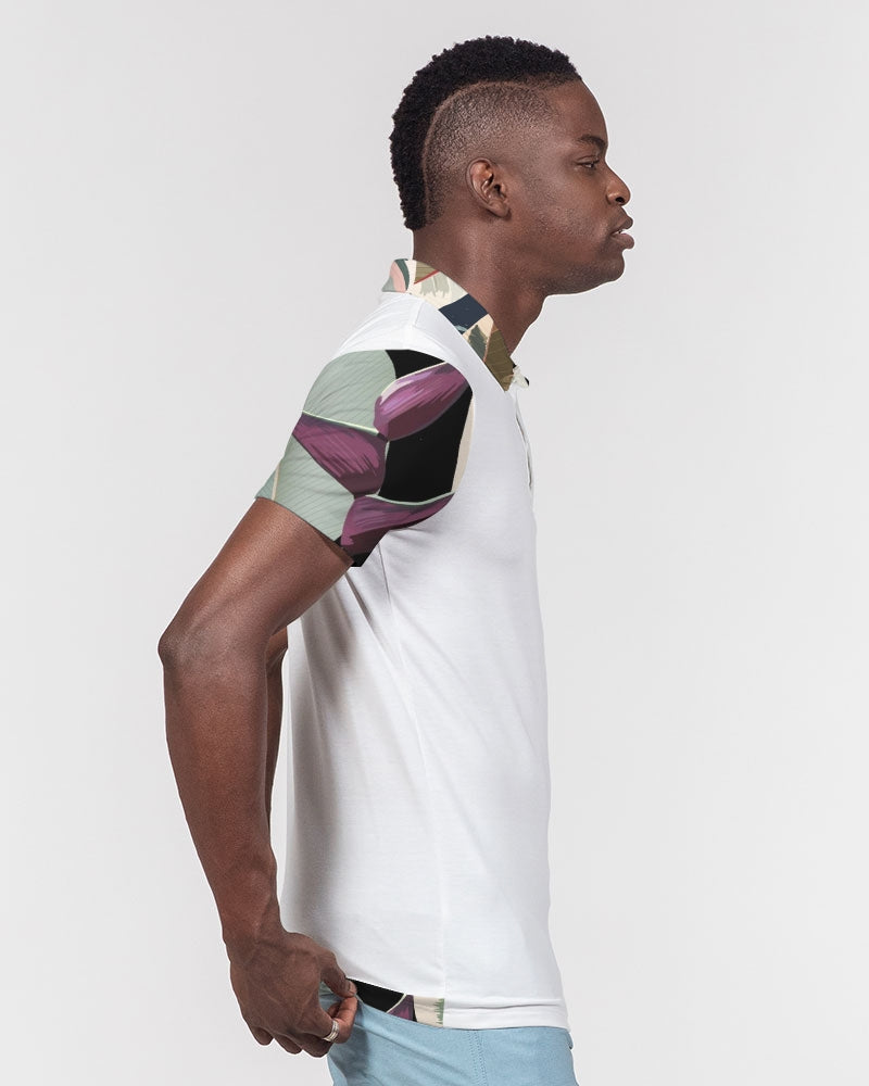 Black Botanical Mix Slim Fit Polo