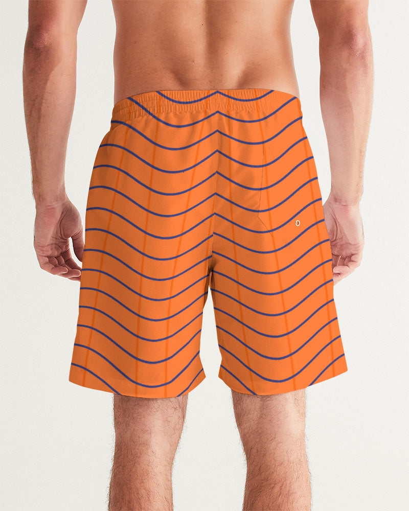 Men's Pumpkin Swim Trunks — bold all-over print by AmbiVirile, detail view