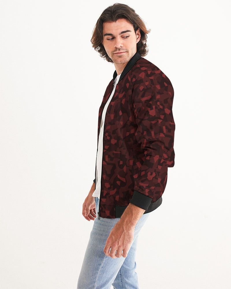 Men's AV Red Camo Bomber Jacket — bold all-over print by AmbiVirile, side view