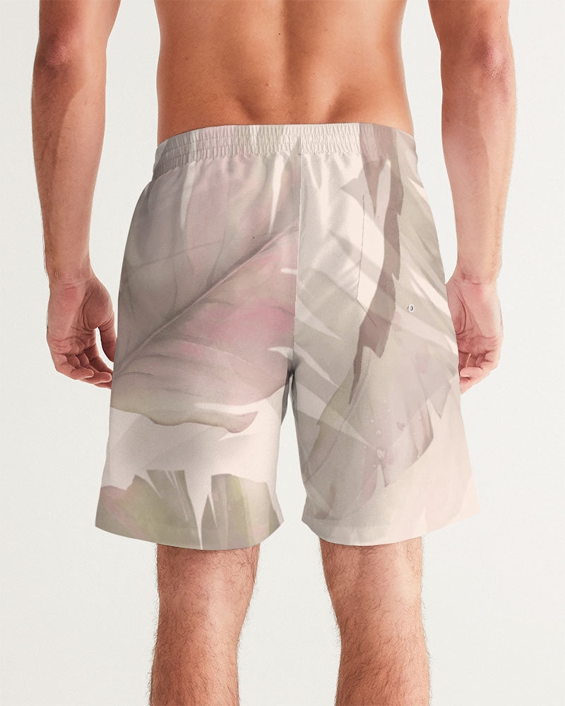 Men's Blushing Leaves Swim Trunks — bold all-over print by AmbiVirile, detail view