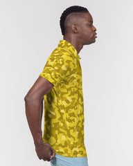 AV Yellow Camo Men's Slim Fit Short Sleeve Polo