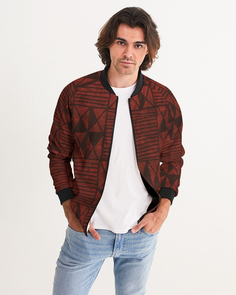 Men's Tribal Diamond Bomber Jacket — bold all-over print by AmbiVirile, front view