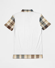 Classic Plaid Brown Men's Slim Fit Short Sleeve Polo