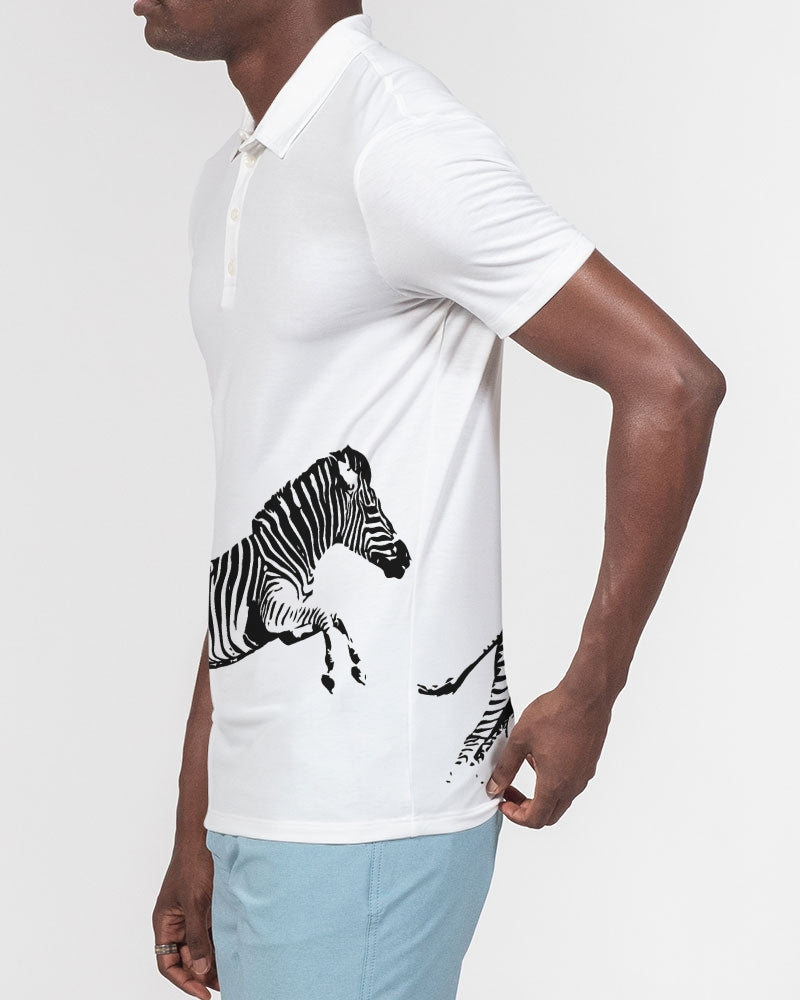 Zebra Black Men's Slim Fit Short Sleeve Polo