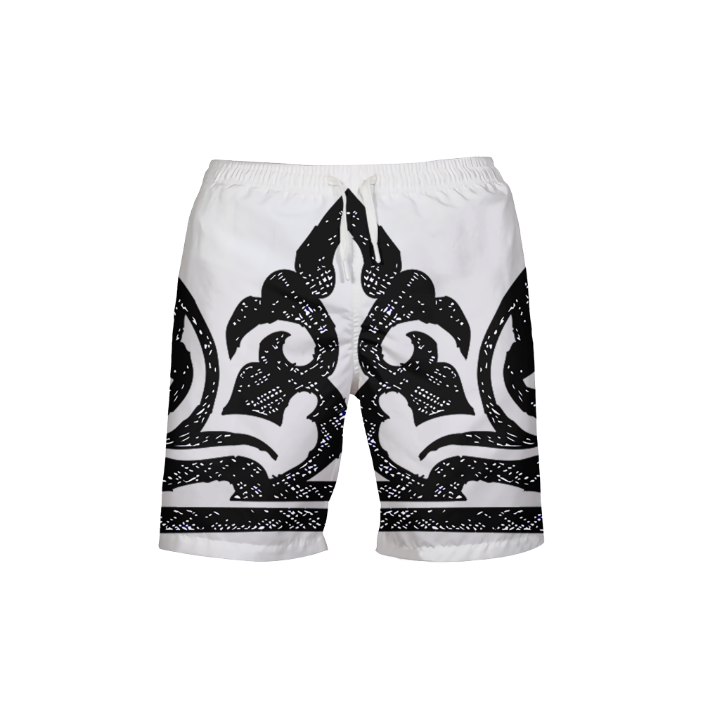 Men's Crown Swim Trunks — bold all-over print by AmbiVirile, front view
