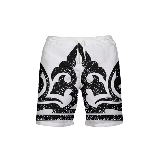 Men's Crown Swim Trunks — bold all-over print by AmbiVirile, front view