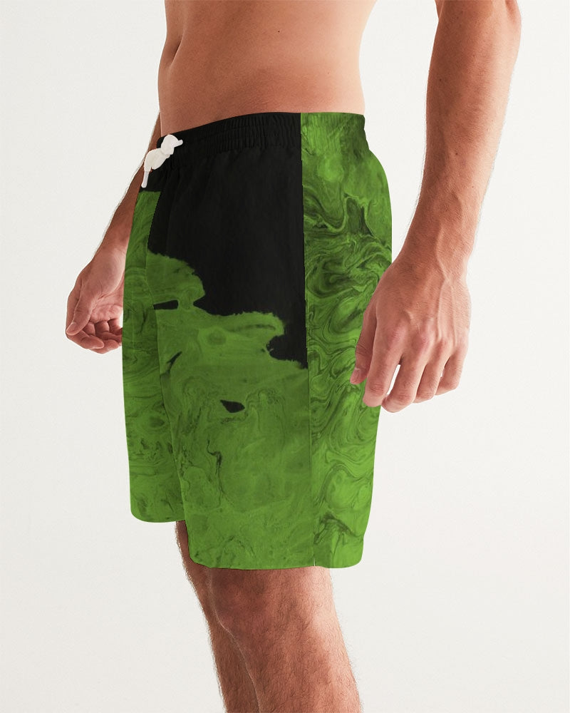 Men's Slime Swim Trunks — bold all-over print by AmbiVirile, side view
