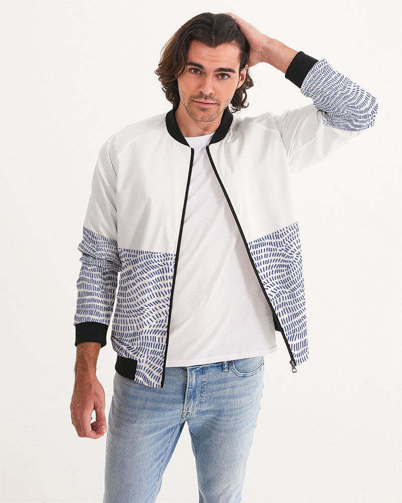 Men's Blue Matter Divide Bomber Jacket — bold all-over print by AmbiVirile, view 5