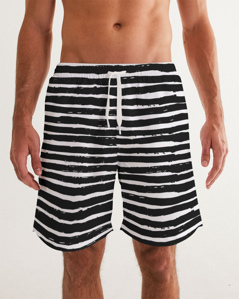 Men's Wipe Out Swim Trunks — bold all-over print by AmbiVirile, front view