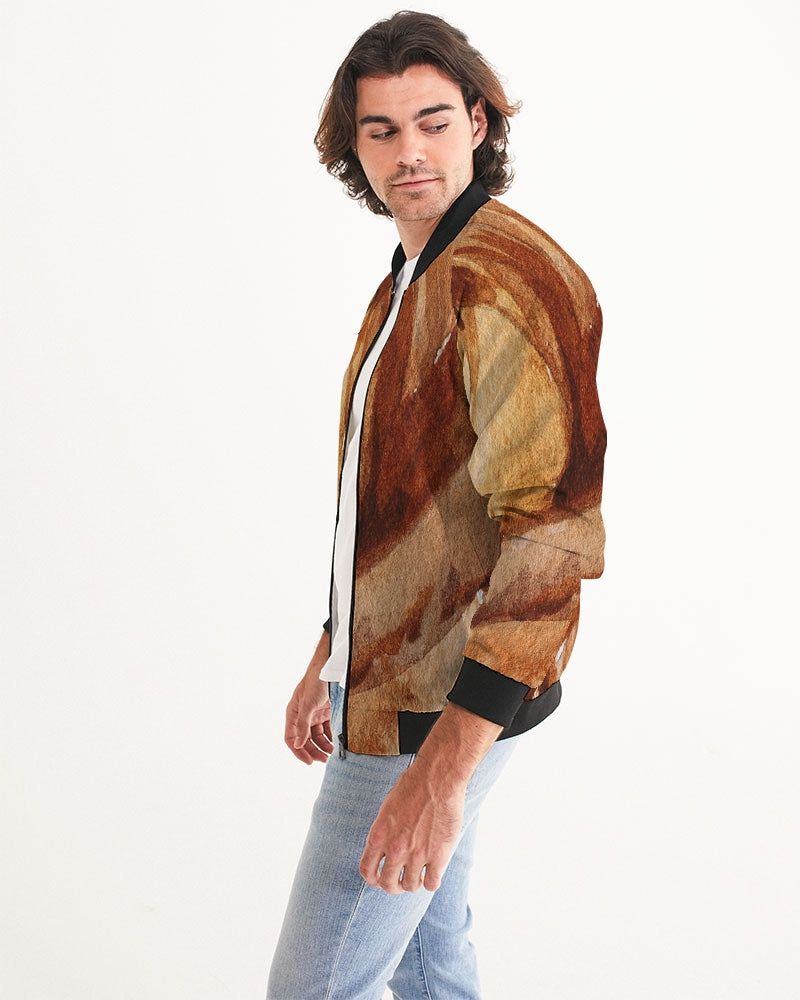 Men's Autumn Bloom Bomber Jacket — bold all-over print by AmbiVirile, side view