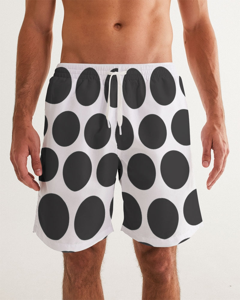 Men's Polka Swim Trunks — bold all-over print by AmbiVirile, front view