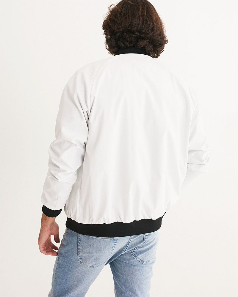 Men's Parrot Love Bomber Jacket — bold all-over print by AmbiVirile, detail view
