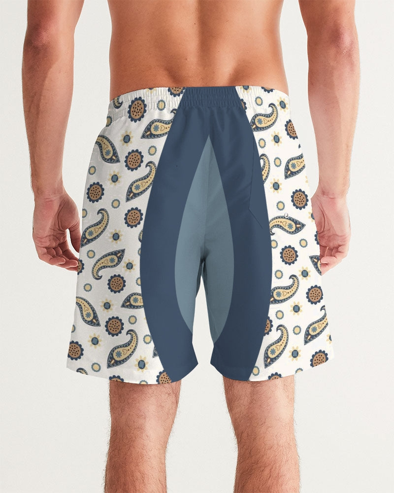 Men's Morning Paisley Swim Trunks — bold all-over print by AmbiVirile, detail view