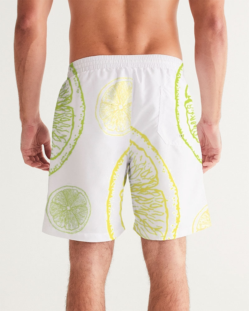 Men's Lemonade Swim Trunks — bold all-over print by AmbiVirile, detail view