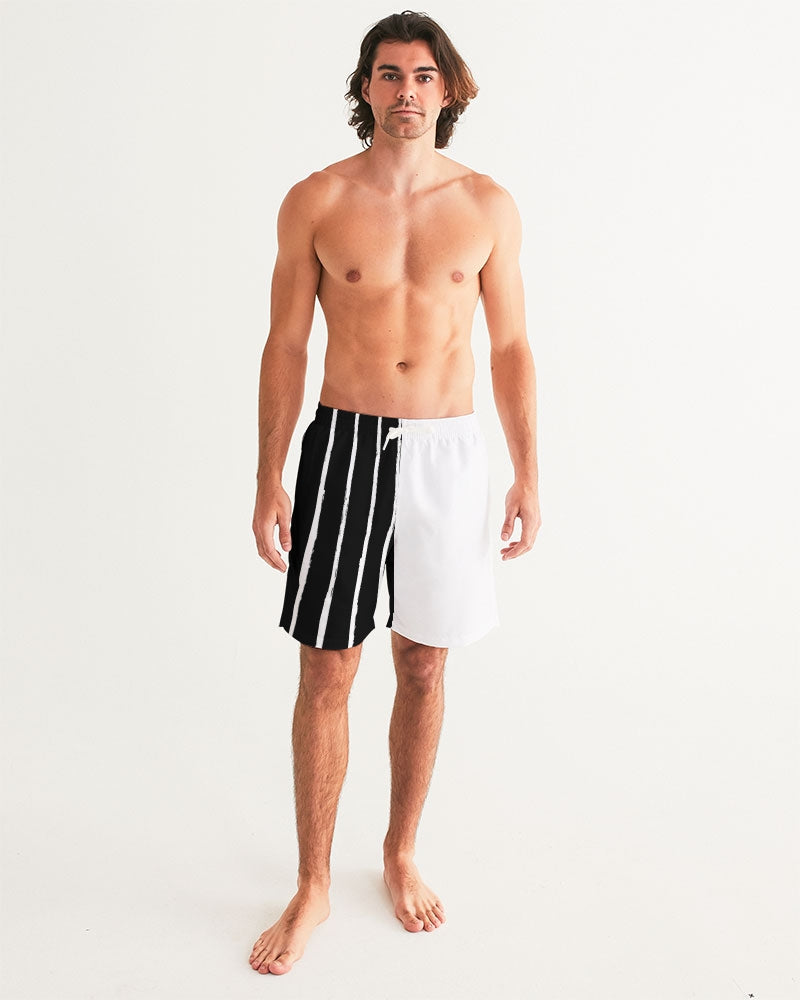 Men's Big PINS Swim Trunks — bold all-over print by AmbiVirile, back view