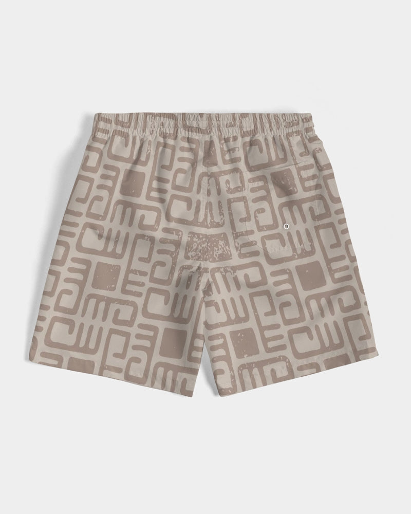Men's Beige Tribes Swim Trunks — bold all-over print by AmbiVirile, view 7