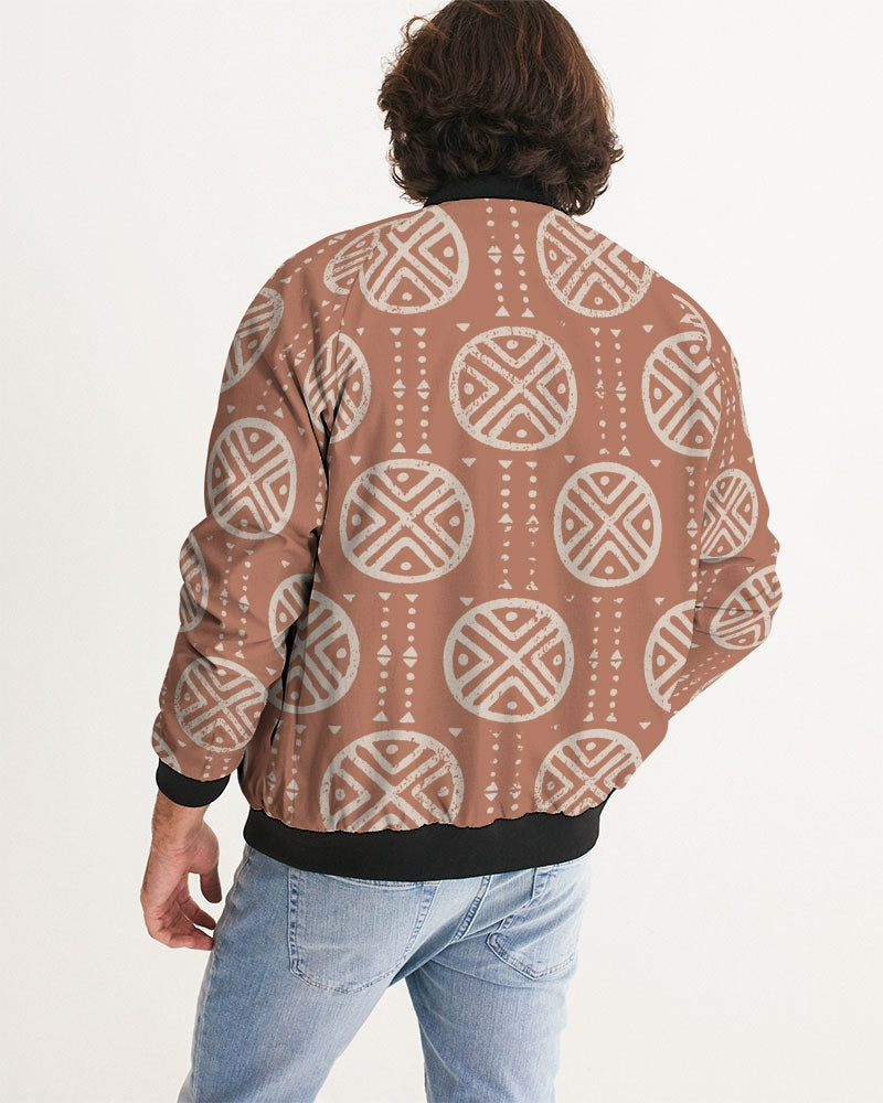 Men's Tribal Spheres Bomber Jacket — bold all-over print by AmbiVirile, detail view