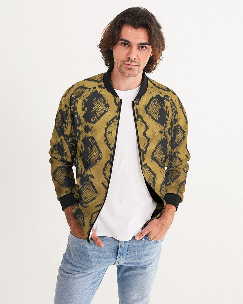 Gold Snakeskin Bomber Jacket