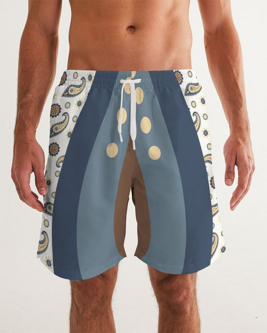 Men's Morning Paisley Swim Trunks — bold all-over print by AmbiVirile, front view