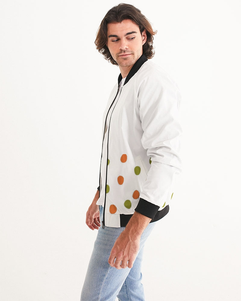 Men's Fall Polks Bomber Jacket — bold all-over print by AmbiVirile, side view
