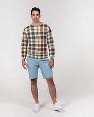 Classic Plaid Brown Men's Classic French Terry Crewneck Pullover