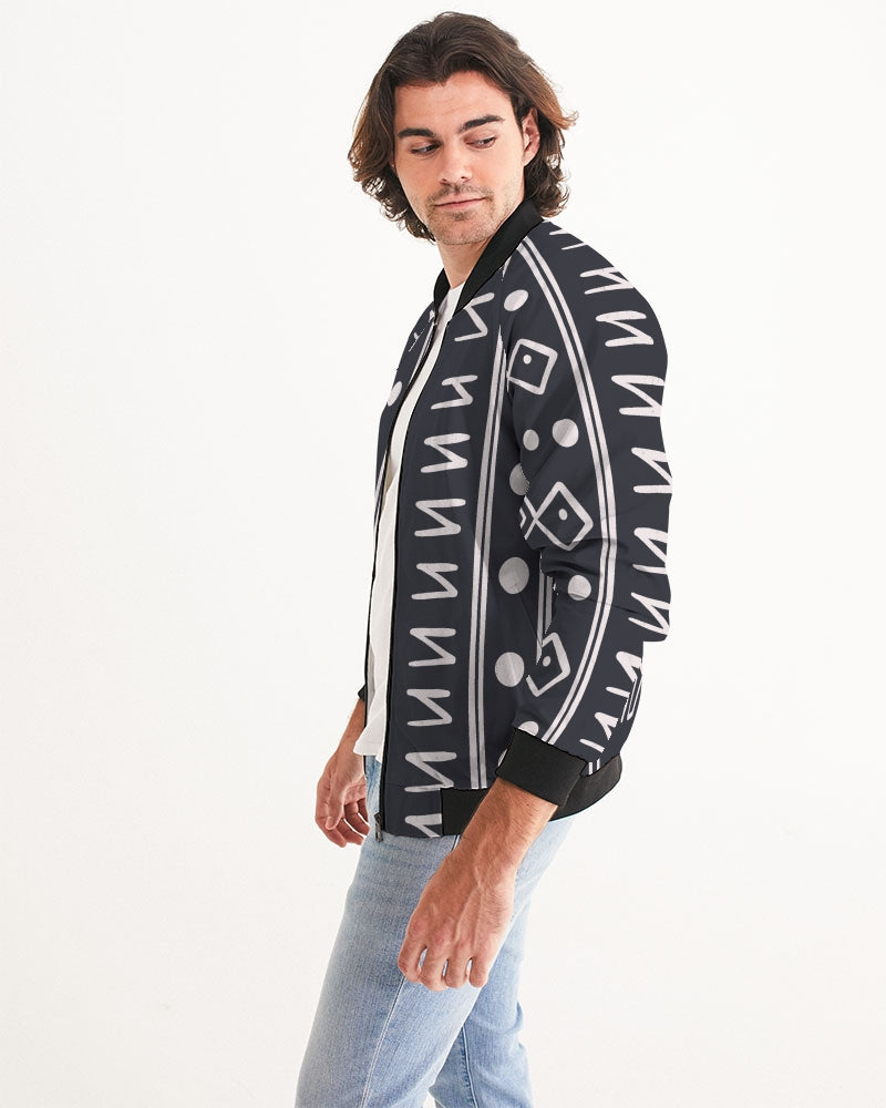 Men's Tribin' Bomber Jacket — bold all-over print by AmbiVirile, side view