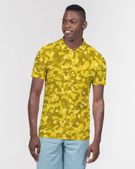 AV Yellow Camo Men's Slim Fit Short Sleeve Polo