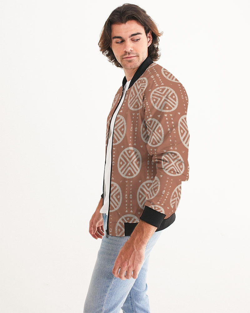 Men's Tribal Spheres Bomber Jacket — bold all-over print by AmbiVirile, side view