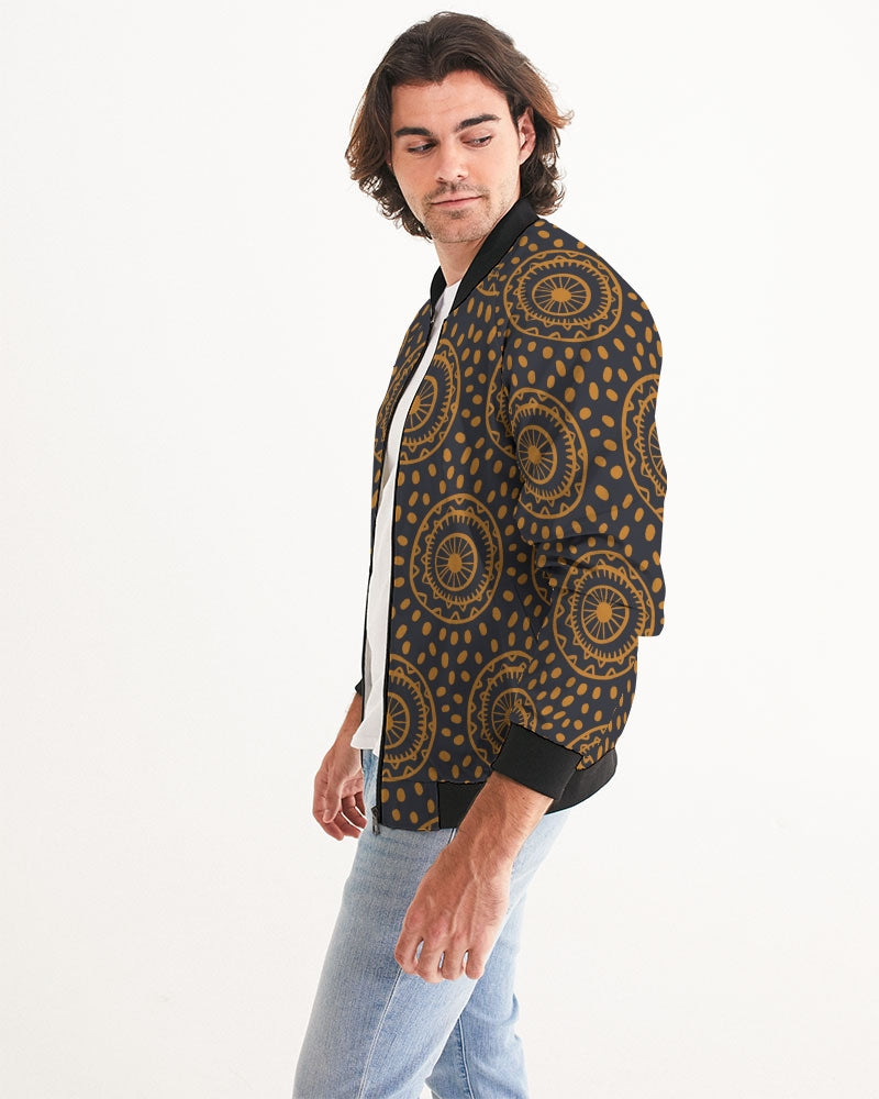 Men's Afro Circles Bomber Jacket — bold all-over print by AmbiVirile, side view