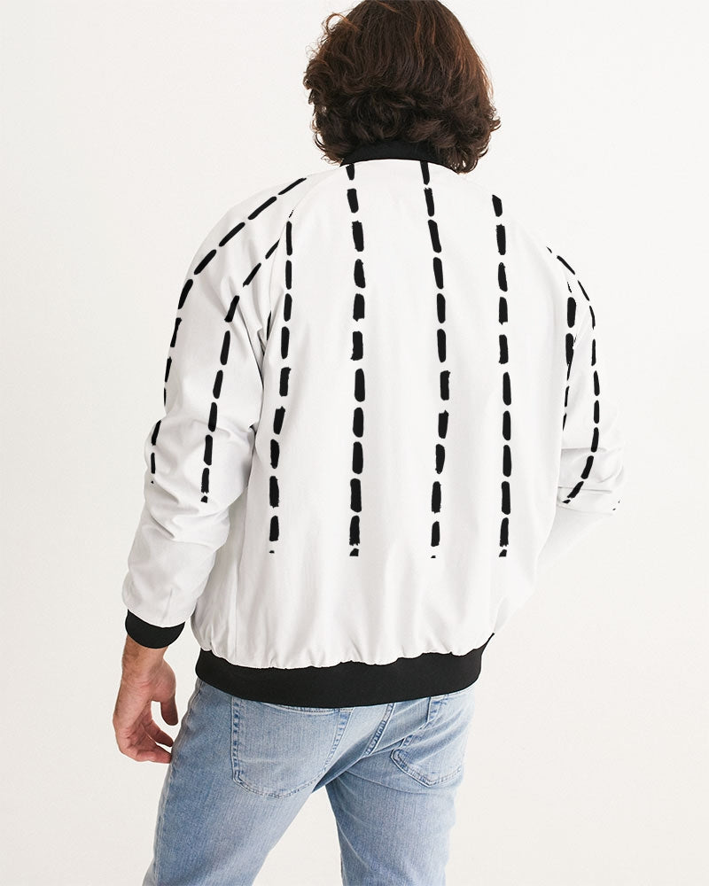 Men's Dot Stripe Bomber Jacket — bold all-over print by AmbiVirile, detail view