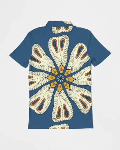 Tribal Flower Men's Slim Fit Short Sleeve Polo