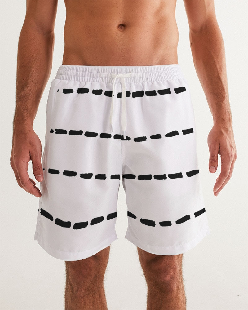 Men's Dot Stripe Swim Trunks — bold all-over print by AmbiVirile, front view