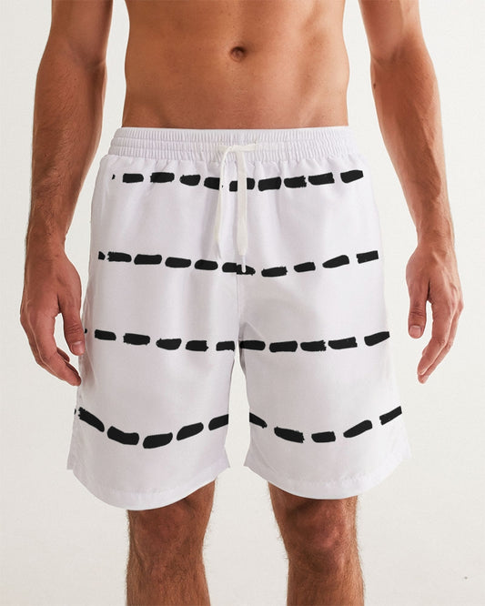 Men's Dot Stripe Swim Trunks — bold all-over print by AmbiVirile, front view