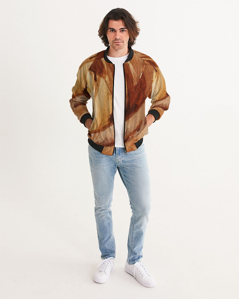 Men's Autumn Bloom Bomber Jacket — bold all-over print by AmbiVirile, back view