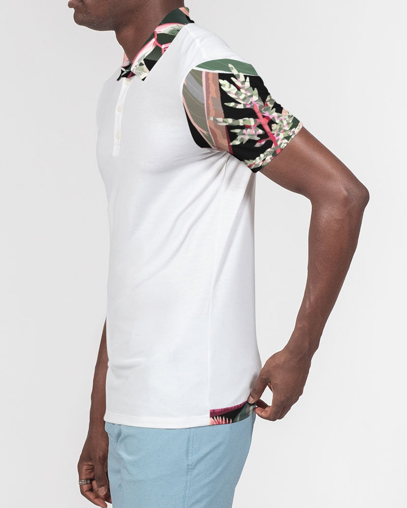 Black Botanical Mix Slim Fit Polo