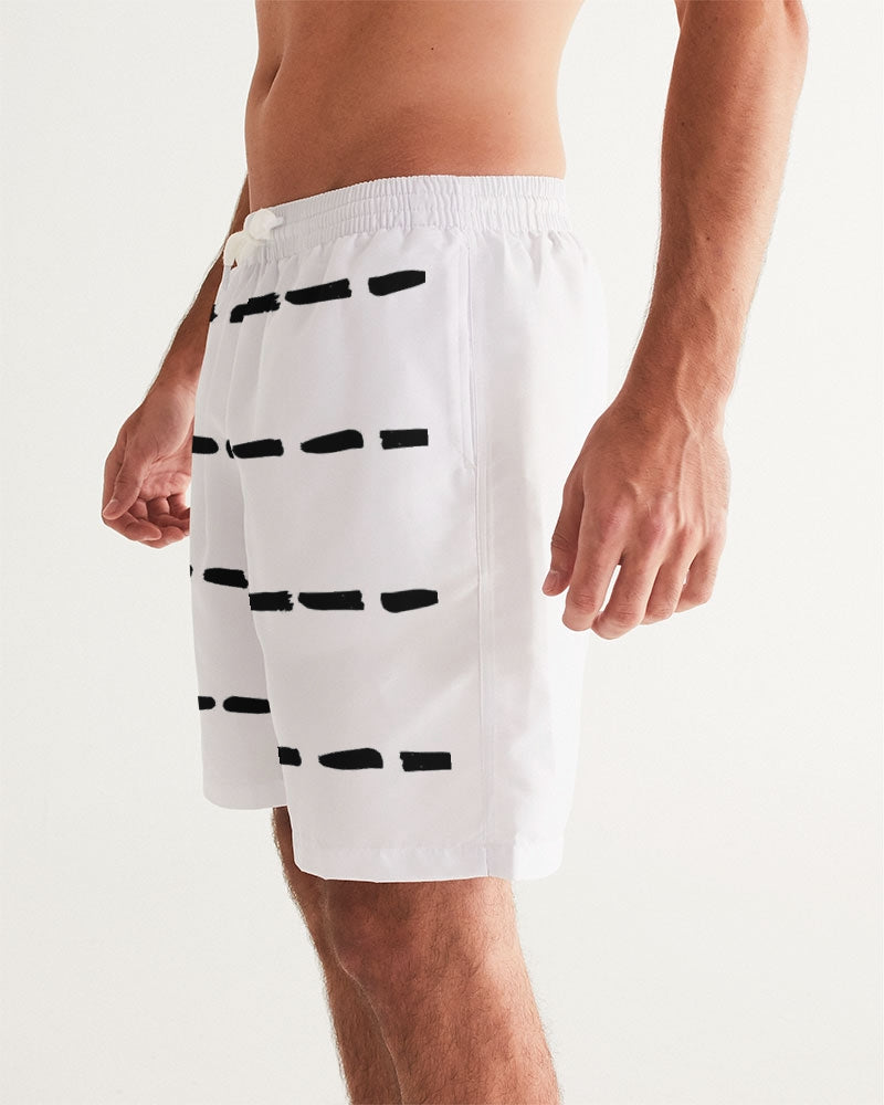 Men's Dot Stripe Swim Trunks — bold all-over print by AmbiVirile, side view