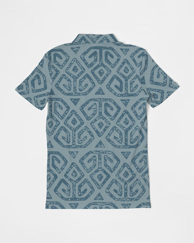 Teal Tribal Cloth Men's Slim Fit Short Sleeve Polo